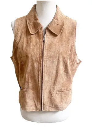 Hunt Club Vintage Women’s Suede 100% Leather Vest Tan Western Size 16 thumbnail 1