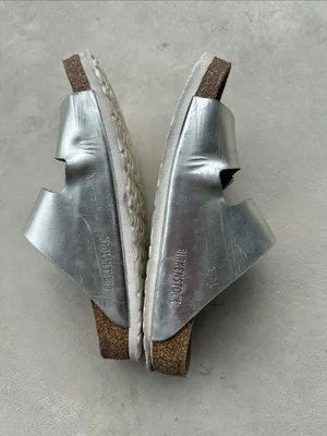 Birkenstock Arizona Silver Leather‎ Sandals size 6 thumbnail 5