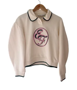 English Factory cream pullover sweater with a seriously cute preppy twist. thumbnail 1
