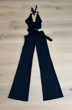 Outcast Jumpsuit Halter Neck Cut Outs Rinna Size XL Black thumbnail 1