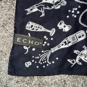 Echo Scarf Women OS Black Excellent Silk Champagne New Years Eve‎ Party Print thumbnail 2