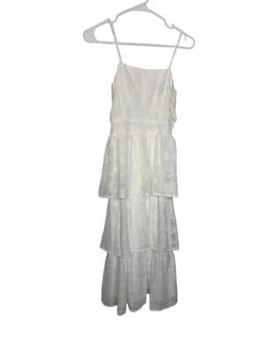 ✨ Lulus Grace and Beauty‎ White Burnout Floral Tiered Midi Dress XS ✨ thumbnail 2