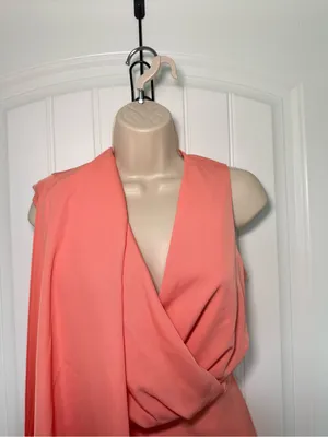 Lavish Alice Size 2 One Shoulder Salmon Pink Cape Mid Dress Cocktail Statement thumbnail 4