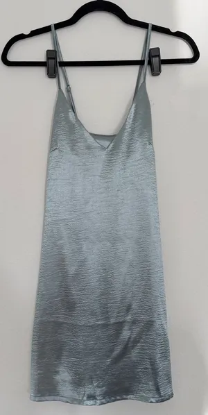 Missguided Silver Satin Mini Slip Dress thumbnail 1