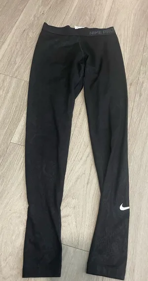 Nike Black Pro Leggings with White Swoosh thumbnail 1