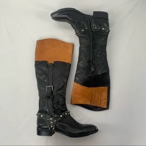 Sam‎ Edelman Park Knee High Leather Boots in Black Saddle Size 6.5 thumbnail 3