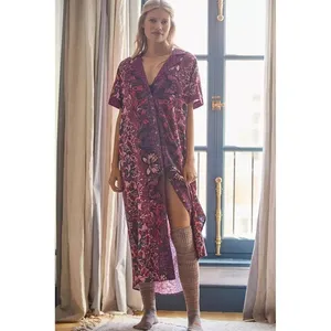 Alexandra Farmer ANTHROPOLOGIE Whimsy Flannel Sleep Dress Floral Butterfly M thumbnail 4