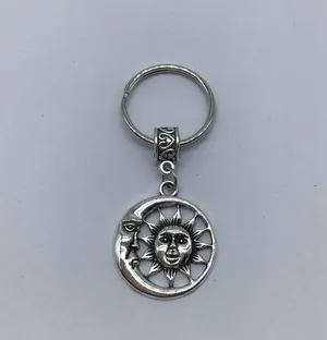 New sun and moon silver or gray dangle keychain thumbnail 11