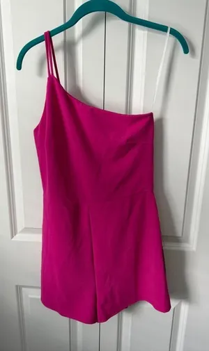Lulus Fuchsia One-Shoulder Romper M thumbnail 1