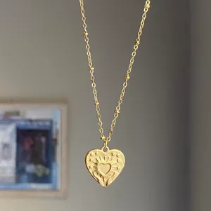 Handmade gold tone stainless steel celestial whimsical boho heart necklace🌟 thumbnail 2