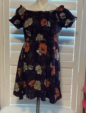Timing Floral Mini Dress - Purple and Orange thumbnail 1