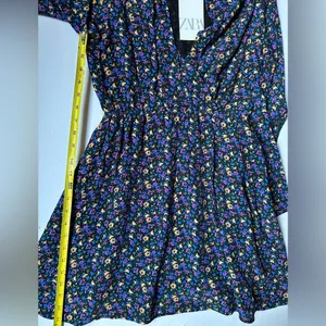 Zara Mini‎ Dress | Boho Floral Print | Women’s XS | Shoulder Pads | Long Sleeve thumbnail 11