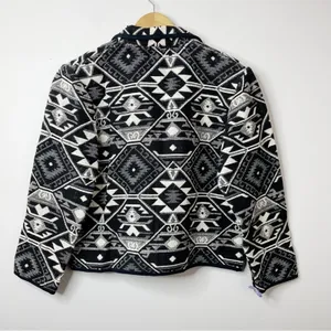 New Identity Y2K 90s black southwestern Cowichan tapestry blanket crop jacket M thumbnail 12