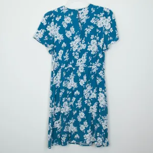 NWT Old Navy Floral Mini Dress Size S Teal Blue Short Sleeve‎ Rayon Pockets thumbnail 8