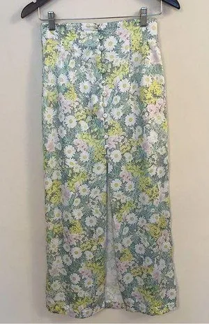 Zara Daisy Meadow Floral Printed Satin Midi Skirt Size XS Bloggers Fave Holiday thumbnail 1