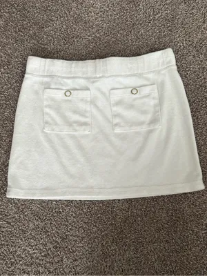 Y2K Tommy Hilfiger White Terry Cloth Mini Skirt Small Drawstring Logo thumbnail 5