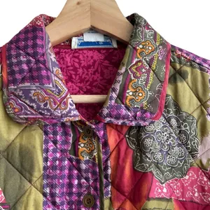 Anna And Frank VTG Silk Patchwork Quilt Jacket Coat Cottage Grandma Core M Size M thumbnail 7