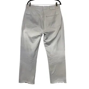 Zara Women Off White High Waisted Straight Leg Raw Hem Jeans Size 10 thumbnail 5
