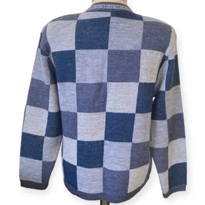Vintage 90’s Y2K Snowflake Knit Cardigan Sweater Blue Button Holiday S thumbnail 3