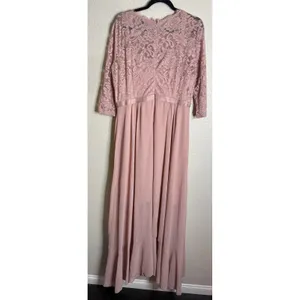 Miusol Womens XXL‎ Pink Maxi Dress Lace Ruffle High Low Evening Gown Wedding NEW thumbnail 2
