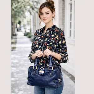 CHLOE Paddington Navy Blue Leather Tote Hand Bag w/ Padlock thumbnail 2