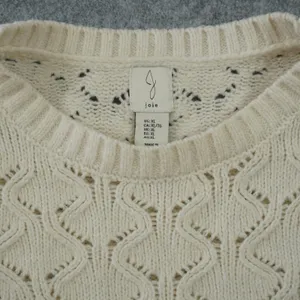 Joie Womens XL Ivory Cream Diamond Pointelle Knit Crewneck Sweater Long‎ Sleeve thumbnail 4