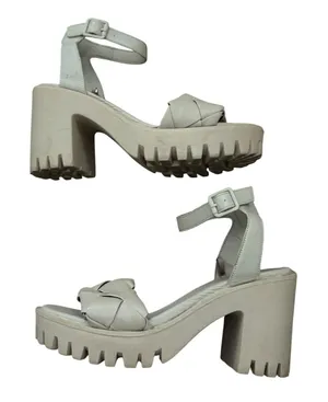 Madden Girl G-Sense Women Beige Woven Platform‎ Chunky Heel Sandals Size 6.5 thumbnail 1