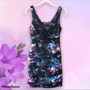 EXPRESS Draped Floral Cocktail Dress Sz 2 thumbnail 9