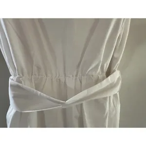 Express White Sleeveless Button Down Shirt Dress Tie Waist Belt Ruffle Sz S thumbnail 6
