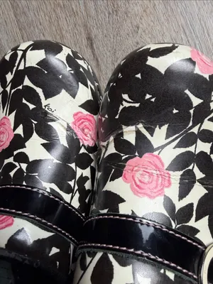 Sanita Koi Patent Leather Floral Rose Danish Clogs Size 38 (US 6.5-7) thumbnail 6