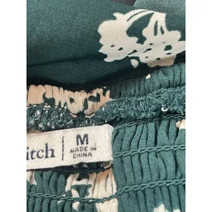 Abercrombie & Fitch Milkmaid Floral Top Green Cottagecore Puff Sleeve Smocked M thumbnail 6