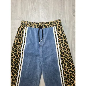 Y2K Baggy Pants Leopard-Trim Blue Joggers - Women's Medium thumbnail 4