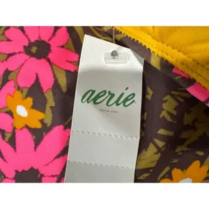 Aerie‎ Women XL Retro Floral Scoop Bikini Top Pink Orange Brown 2309-215 NWT thumbnail 4