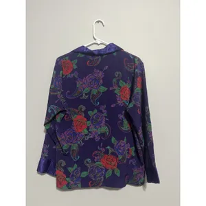 Victorias Secret SleepShirt Womens S Satin Gold Label Floral Paisley Purple thumbnail 2