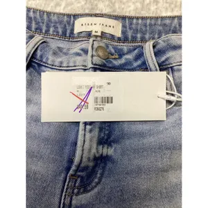 Risen Jeans Tummy Control Distressed High Rise Midi Denim Shorts Light Wash M thumbnail 7