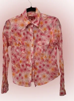 Panhandle Slim Pink and Orange Floral Button Down Shirt Size S thumbnail 1