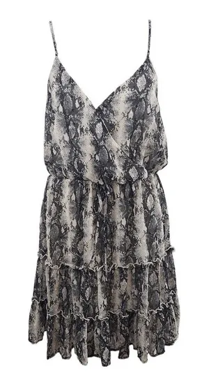 Altar'd State Gray Snakeskin Print Mini Dress Size Medium Wedding Guest Dress thumbnail 1