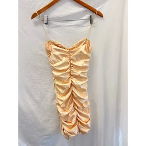 Oh Polly Satin Gold‎ Midsummer Mini Dress US 4 Gala Night Out Clubbing Miami thumbnail 3