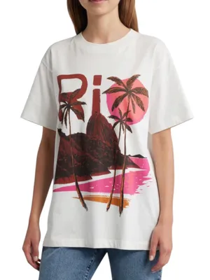 FARM Rio Short Sleeve Graphic T-Shirt Casual Classic Streetwear Size Large thumbnail 1
