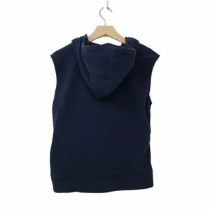 Doublju Fitted Zip-Up Hooded Moto Vest Blue NEW thumbnail 4