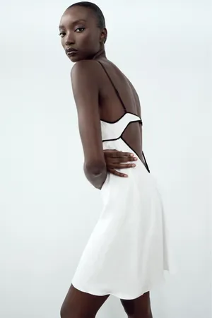 Zara mini white dress lace now lingerie inspired casual summer slip satin thumbnail 17