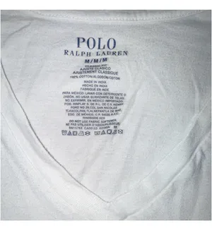 Polo Ralph Lauren Classic Fit Men’s White Cotton Knit Logo V-Neck Tee M thumbnail 3
