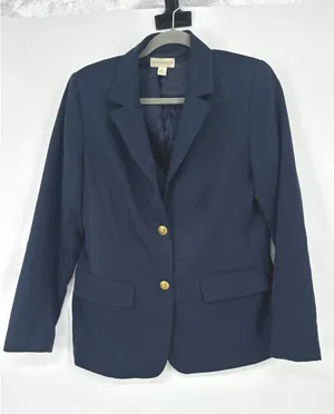 Appleseeds Blazer Women 8 Navy Gold Button Preppy Career Jacket Old Money Office thumbnail 1