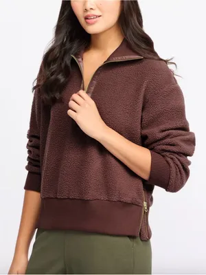 NWT Varley Roselle Half Zip Fleece small Deep Mahogany thumbnail 1