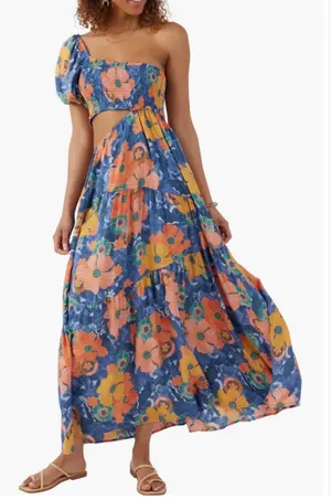 Aya Floral One Shoulder Cutout Maxi Dress thumbnail 1