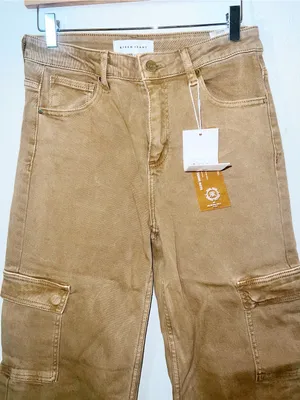 Risen Love You A Latte Mocha High Rise Cargo Wide Leg Jeans New thumbnail 2