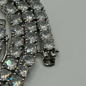 Moissanite Iced Out Tennis Chain Silver 5mm 22 Inches Brand New VVS1 Fast Ship thumbnail 4