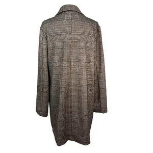 Sanctuary Longline Blazer Coat Brown Glen Plaid‎ Double Breasted Work Academia L thumbnail 3