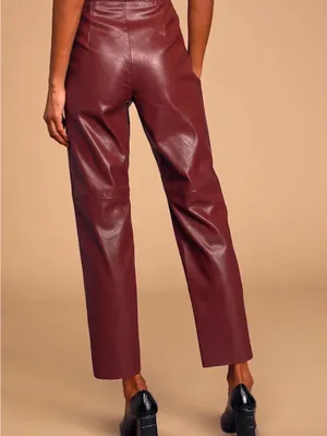 Lulu's Wine Straight-Leg Faux Leather Pants thumbnail 3