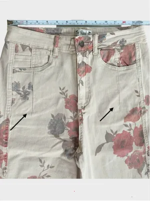 Easel Floral Print Barrel Denim Pants Size M thumbnail 3